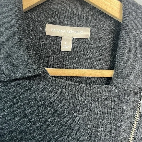 J Crew Merino Wool Blend Knit Motorcycle‎ Moto Jacket Full Zip Asymmetric L - Picture 3 of 7